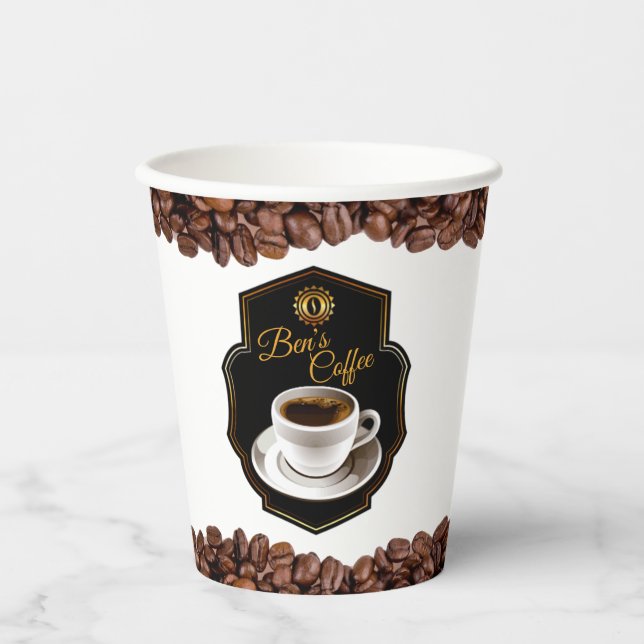 Customizable Business Name Coffee Shops  Paper Cups (Front)