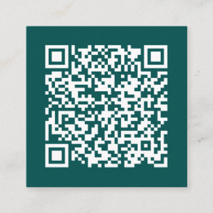 Customizable Business QR Code Minimal Teal Square Business Card