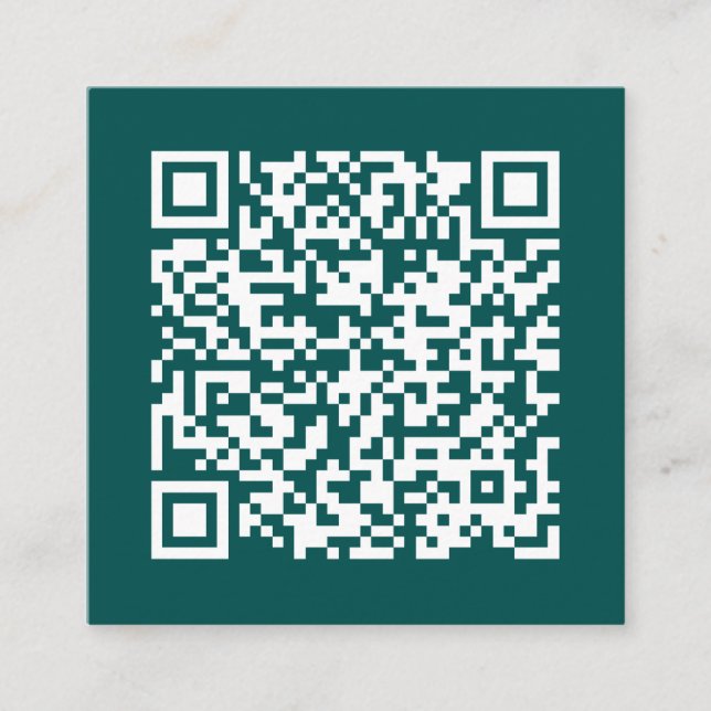 Customizable Business QR Code Minimal Teal Square Business Card (Front)