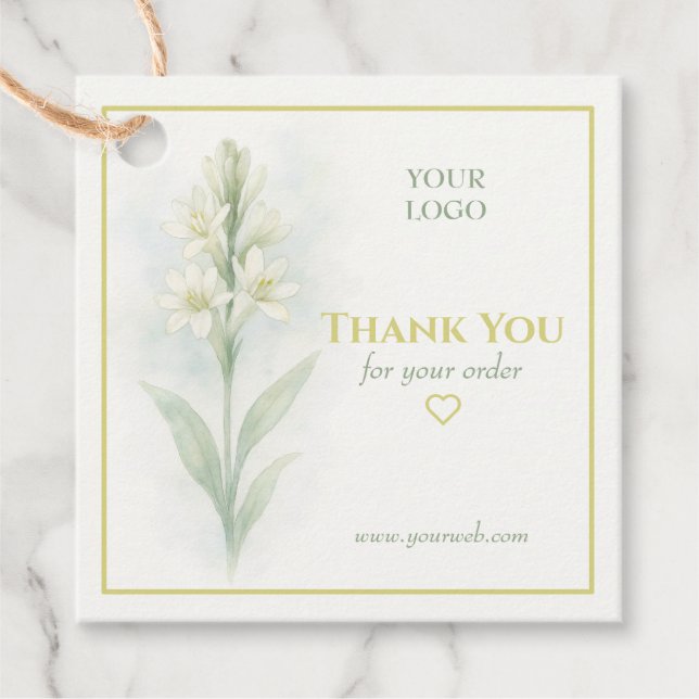 Customizable Business Thank You Tag with Tuberose (Front)
