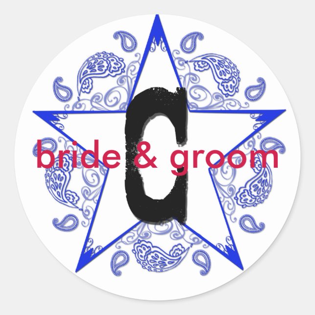 Customizable "C" Western Blue Monogram Sticker (Front)