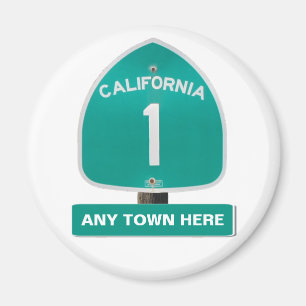Customizable CA Highway 1 "Any Town Here" Magnet