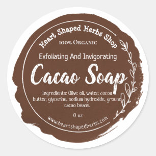 Customizable Cacao Soap Label Handmade Business