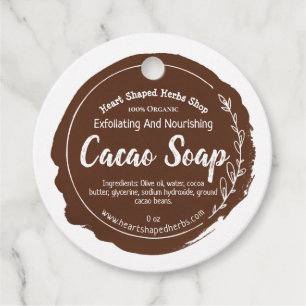 Customizable Cacao Soap Label Handmade Business