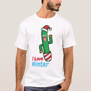 Customizable Cactus Loves Winter T-Shirt