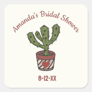 Customizable Cactus Theme Bridal Shower Sticker