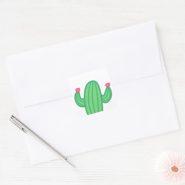 Customizable Cactus with Flowers Sticker (Envelope)