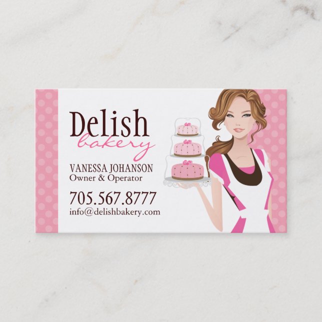 Customizable Cake Bakery Business Card (Front)