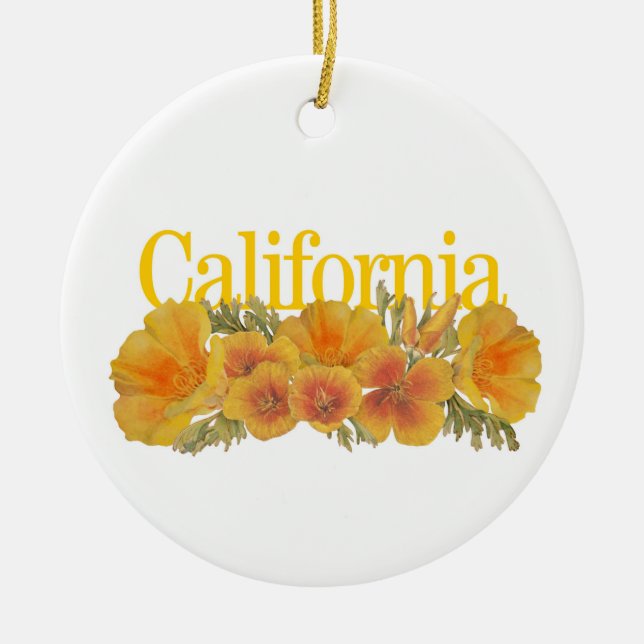 Customizable California Ornament with Camellia (Front)