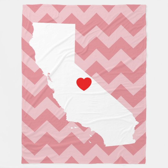 Customizable California with Red Heart Fleece Blanket (Front)