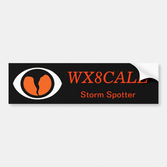 Customizable Call Sign SKYWARN Bumper Sticker (Front)
