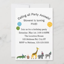 Customizable Calling all Party Animals Birthday