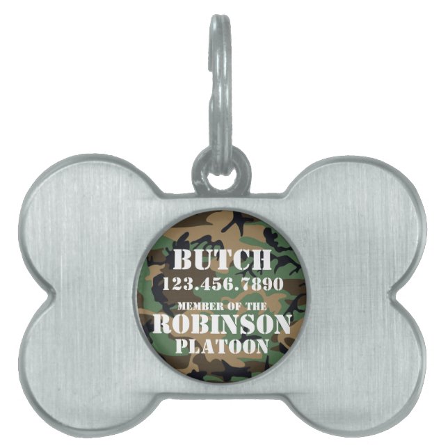 Customizable Camouflage Pet Dog ID Tag (Front)