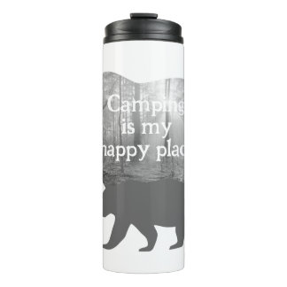 Customizable "Camping is my happy place" Thermal Tumbler