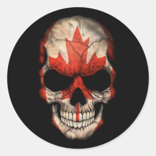 Customizable Canadian Flag Skull Classic Round Sticker
