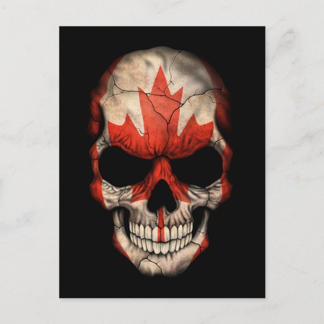 Customizable Canadian Flag Skull Postcard (Front)