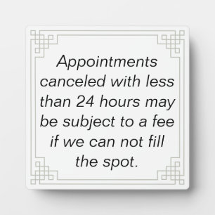 Customizable Cancelation notice/policy Plaque
