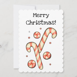 Customizable Candy Cane - Merry Christmas Card