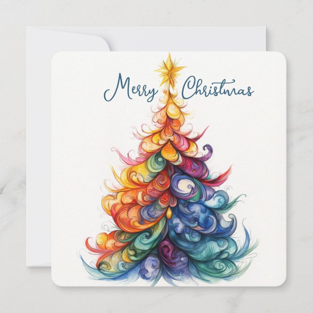 Customizable Card Rainbow Christmas Tree (Front)