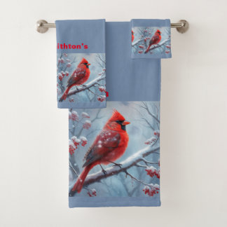 Customizable Cardinal Bathroom Towel Set,