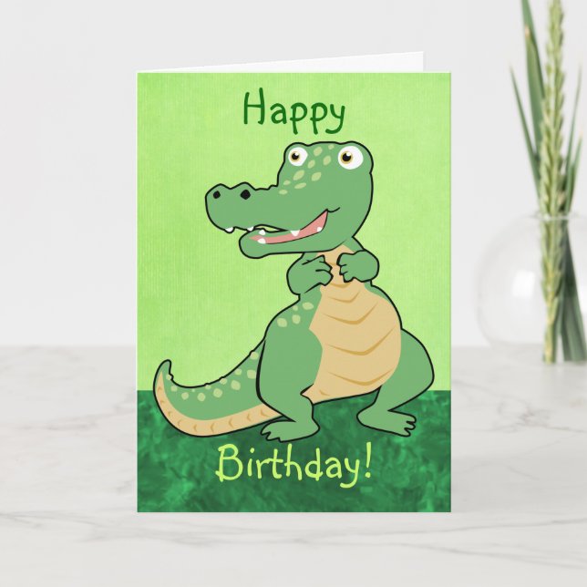 Customizable Cartoon Crocodile Card (Front)