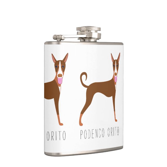 Customizable Cartoon Podenco Orito Dog Hip Flask (Right)