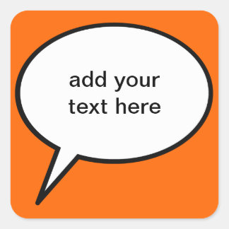 customizable cartoon speech balloon square sticker