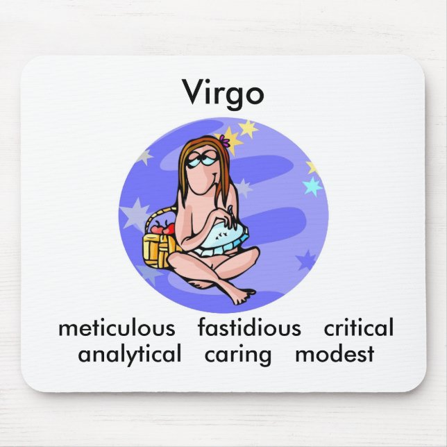 Customizable Cartoon Virgo traits Zodiac Mouse Pad (Front)