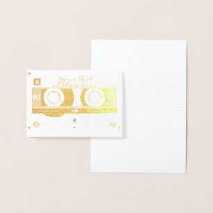 Customizable Cassette Tape Card, Gold Foil Printed Foil Card