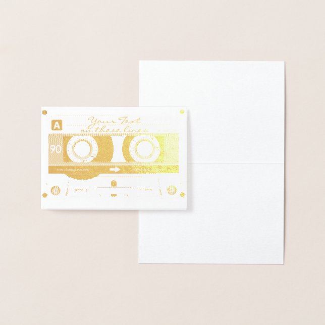 Customizable Cassette Tape Card, Gold Foil Printed Foil Card (Display)