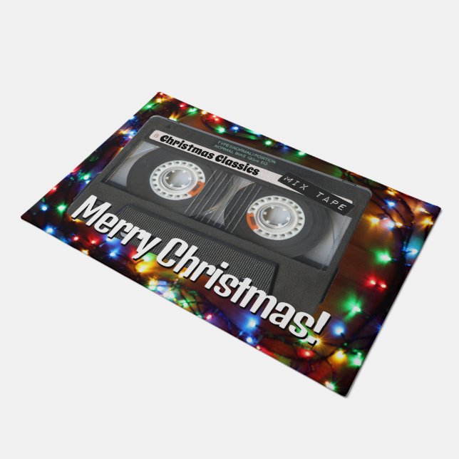 Customizable Cassette Tape Christmas Doormat (Angled)