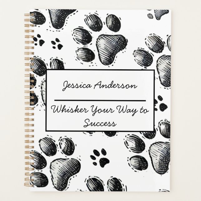 Customizable Cat Lover Planner with Paw Print  (Front)