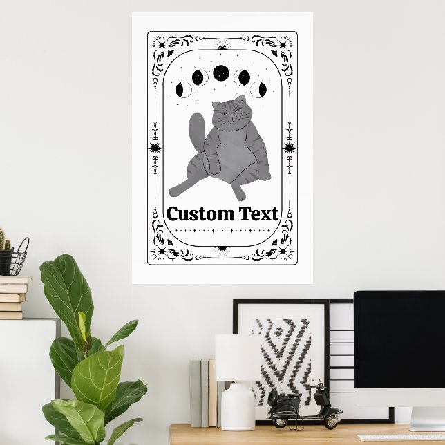 Customizable Cat Lover Tarot Zodiac Celestial Moon Poster (Home Office)