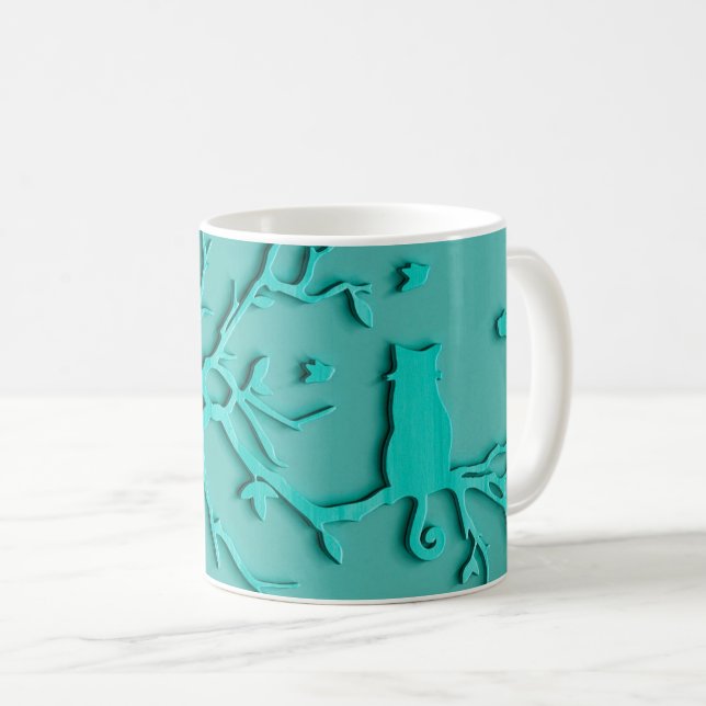 CUSTOMIZABLE CAT MUG, TURQUOISE BLUE COFFEE MUG (Front Right)