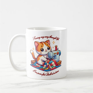 Customizable Cat Quilting on a Sewing Machine Coffee Mug