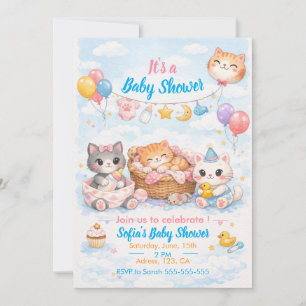 Customizable Cat-themed Baby Shower Invitation