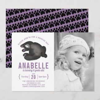Customizable Cat Themed Photo Birthday Invitation