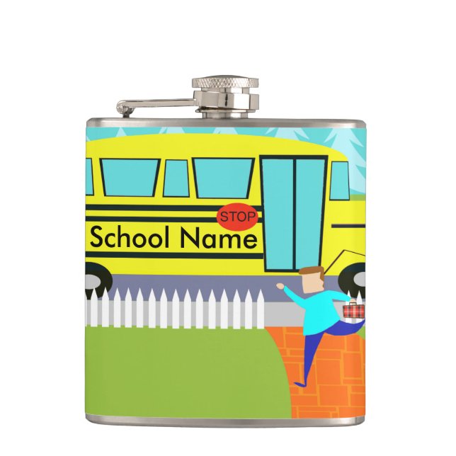 Customizable Catching School Bus Flask (Front)