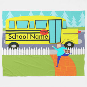 Customizable Catching School Bus Fleece Blanket