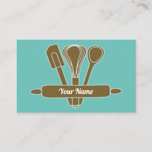 Customizable caterer cook baker teal v1 business card