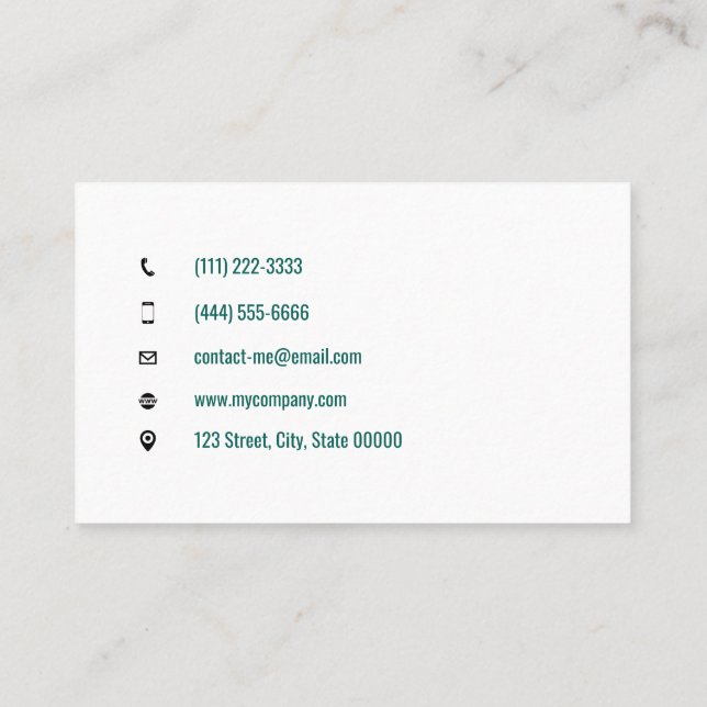 Customizable caterer cook baker teal v2 business card (Back)