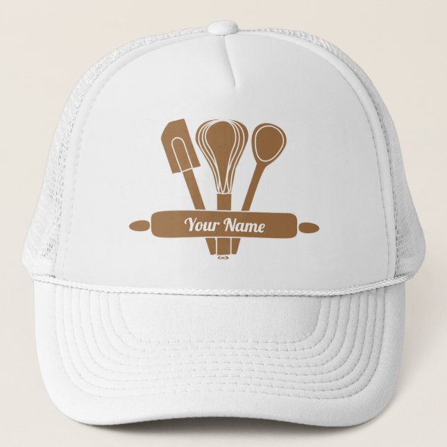 Customizable caterer cook baker trucker hat (Front)