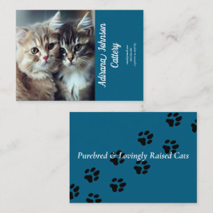 Customizable Cattery Business Card Blue Design 