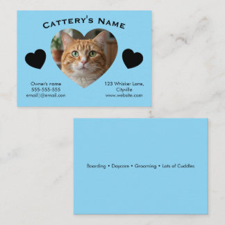Customizable Cattery Business Card - Heart Photo