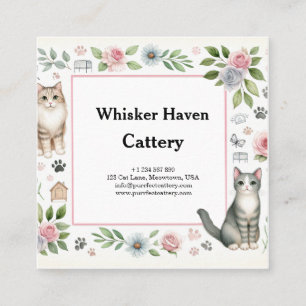 Customizable Cattery Business Card With Cat Motif