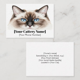 Customizable Cattery Business Card with Watercolor