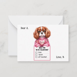 Customizable Cavalier King Charles Valentine Note Card