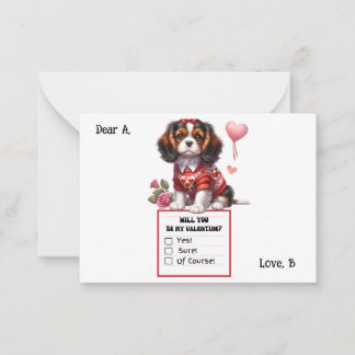 Customizable Cavalier King Charles Valentine Note  Card