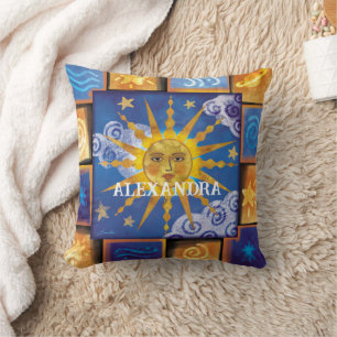 Customizable Celestial Sun Celestial Throw Pillow