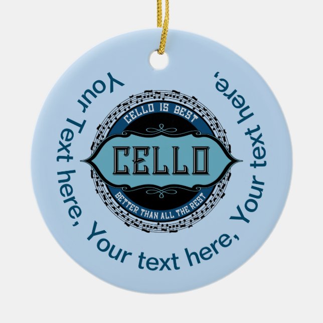Customizable Cello Best Music Note Circle Ceramic Ornament (Front)